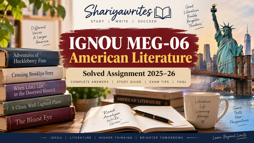 IGNOU MEG-06 Solved Assignment 2025-26 – American Literature